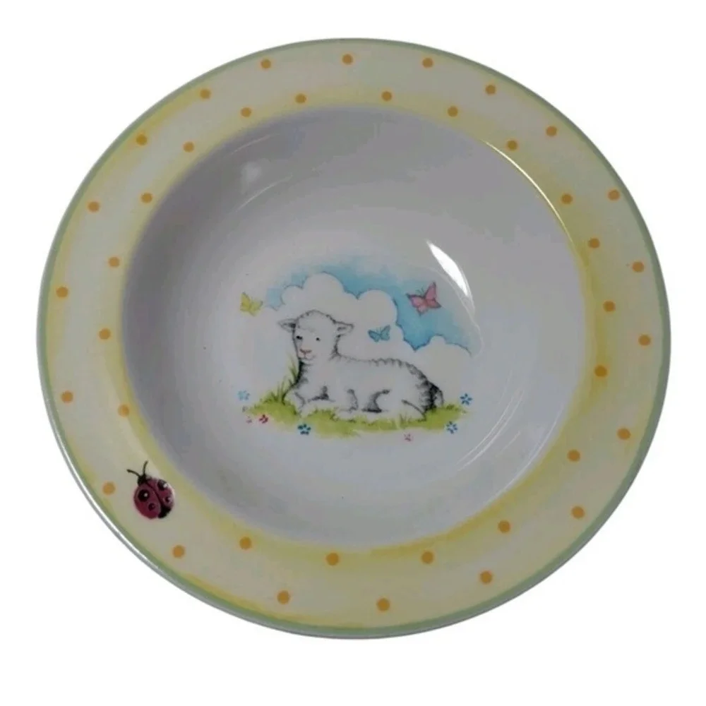 Reed‎ & Barton Williamsburg Little Lamb Child's Bowl Japan Polka Dots spring
